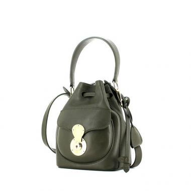 Borsa a secchiello Ricky in pelle verde kaki