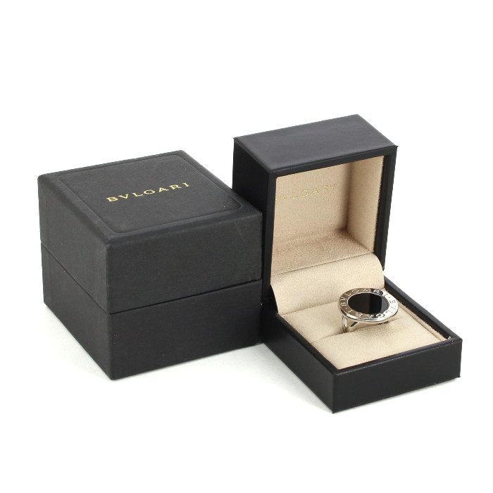 Bulgari Bulgari Bulgari large model ring in white gold and onyx - Detail D2