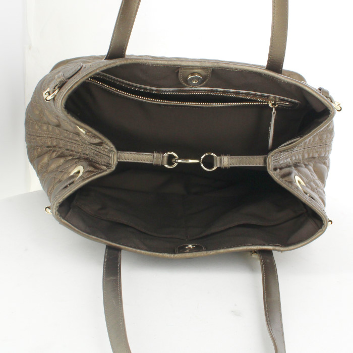 Dior Panarea large model handbag in golden brown canvas cannage and golden brown leather - Detail D2