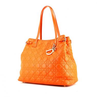 Sac à main Dior Panarea petit modèle en toile cannage orange et cuir orange