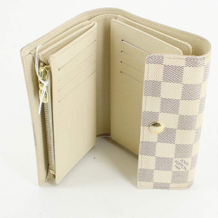 Portefeuille Louis Vuitton en toile damier azur et cuir - Detail D2