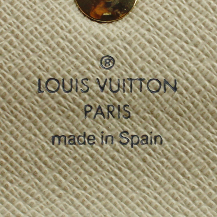 Billetera Louis Vuitton en lona a cuadros azul celeste y cuero - Detail D3
