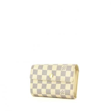 Billetera Louis Vuitton en lona a cuadros azul celeste y cuero