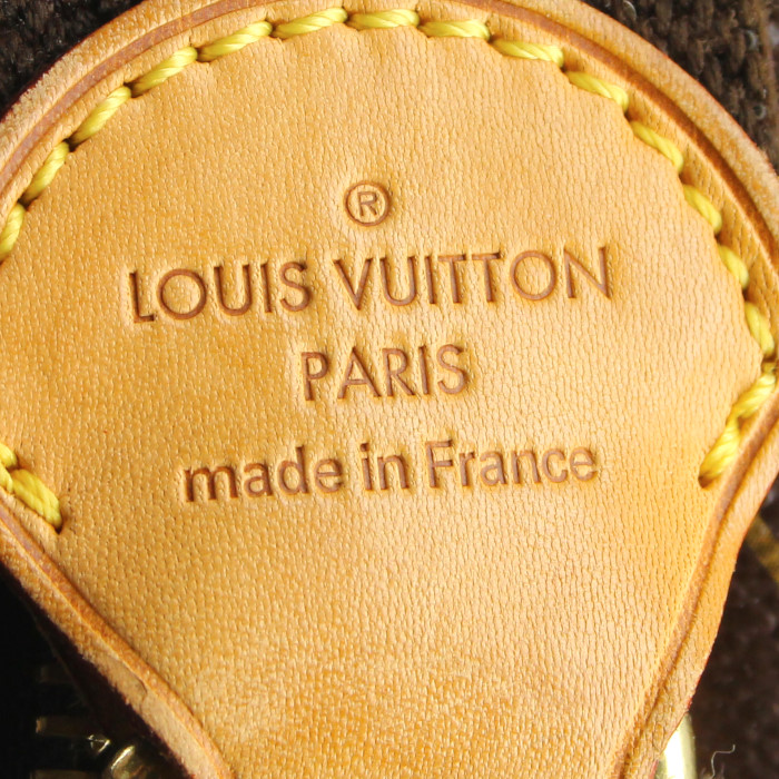 Borsa bisaccia Reporter in tela monogram marrone e pelle naturale - Detail D3