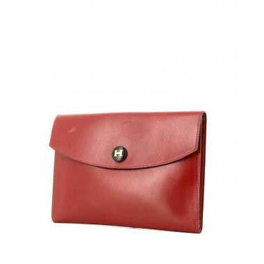 Hermes pouch in burgundy box leather