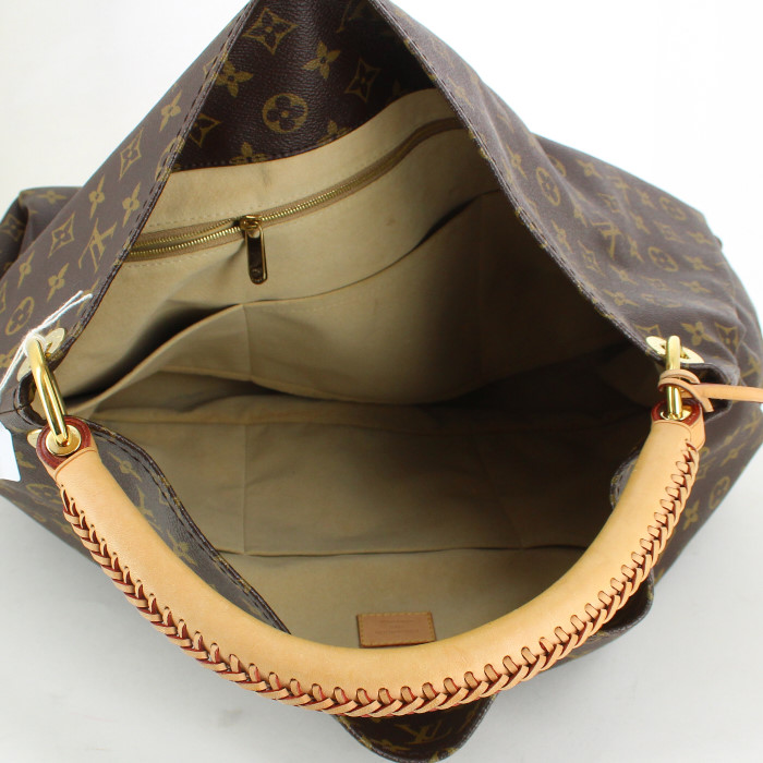 Sac à main Louis Vuitton Arsty grand modèle en toile monogram marron et cuir naturel - Detail D2
