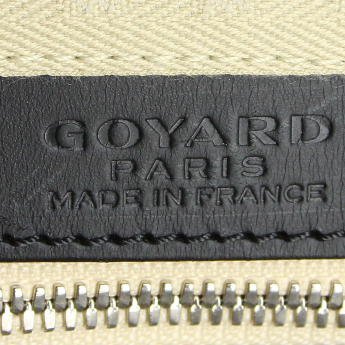 Goyard Boeing 55 travel bag in black monogram canvas and black leather - Detail D3