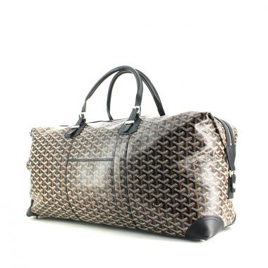 Goyard Boeing 55 bolsa de viaje en lona Monogram negra y cuero negro