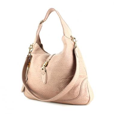 Bolso de mano Gucci Jackie en cuero granulado beige rosado