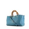 Bolso de mano Gucci Bamboo en cuero granulado azul - 00pp thumbnail