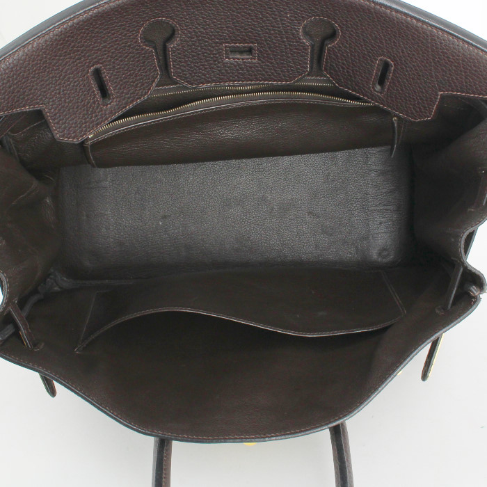 Sac à main Hermes Birkin 35 cm en cuir Fjord marron - Detail D2