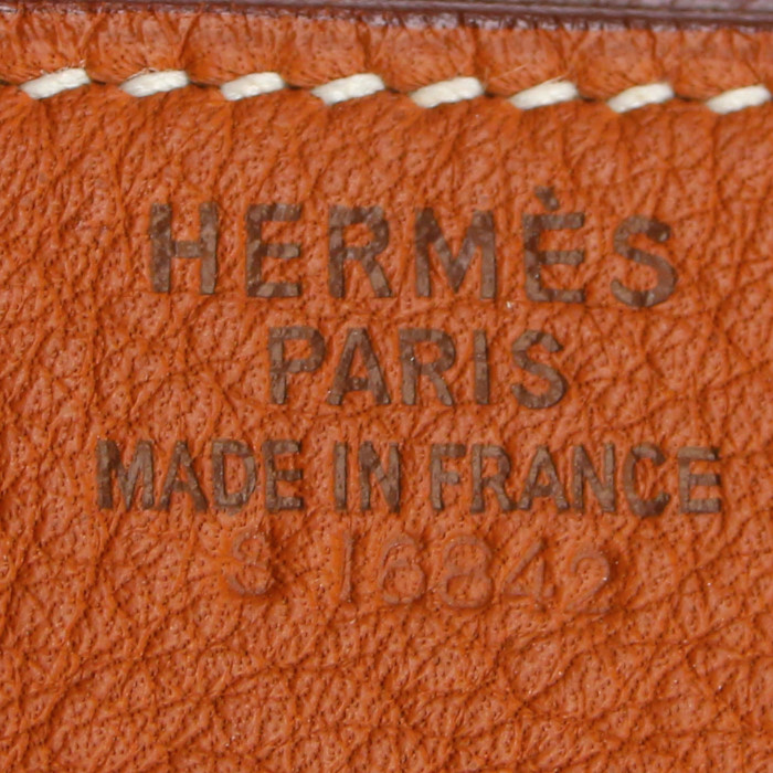 Sac de voyage Hermes Haut à Courroies en cuir taurillon clémence marron Rouille - Detail D3