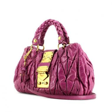Sac à main Miu Miu Matelassé en cuir matelassé rose-fushia