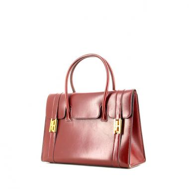 Bolso de mano Hermes Drag en cuero box color burdeos