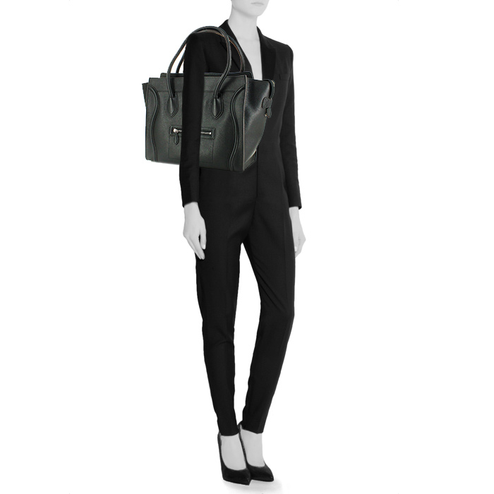 Borsa Celine Luggage in pelle martellata nera - Detail D1