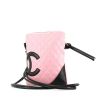 Chanel Cambon shoulder bag in powder pink and black quilted leather - 00pp thumbnail