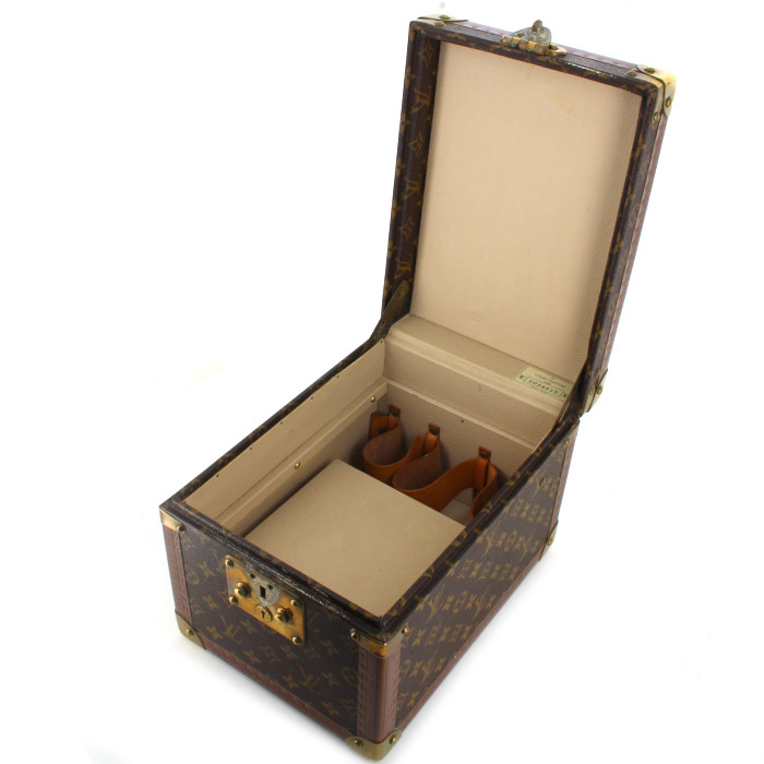 Baul Louis Vuitton Vanity modelo pequeño en lona Monogram marrón y cuero natural - Detail D2