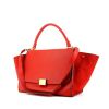 Celine Trapeze medium model handbag in red leather and red suede - 00pp thumbnail