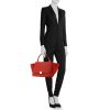 Celine Trapeze medium model handbag in red leather and red suede - Detail D2 thumbnail