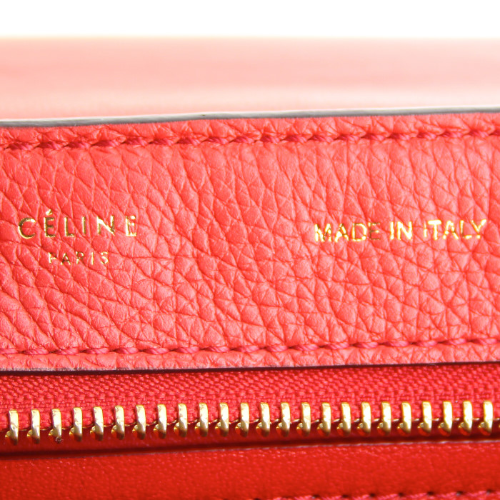 Sac à main Celine Trapeze moyen modèle en cuir rouge et daim rouge - Detail D4