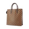 Shopping bag Louis Vuitton in tela cerata con motivo a scacchi e pelle marrone - 00pp thumbnail