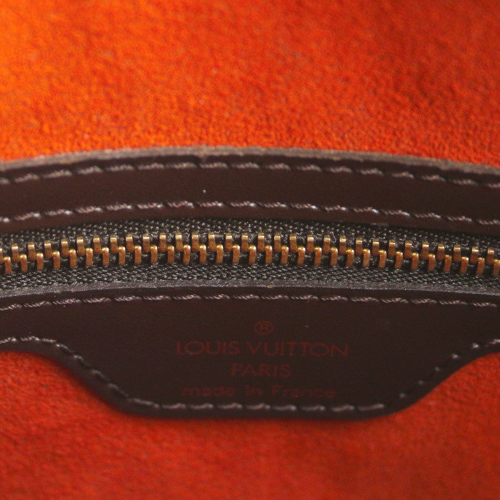 Bolso Cabás Louis Vuitton en lona a cuadros revestida y cuero marrón - Detail D3