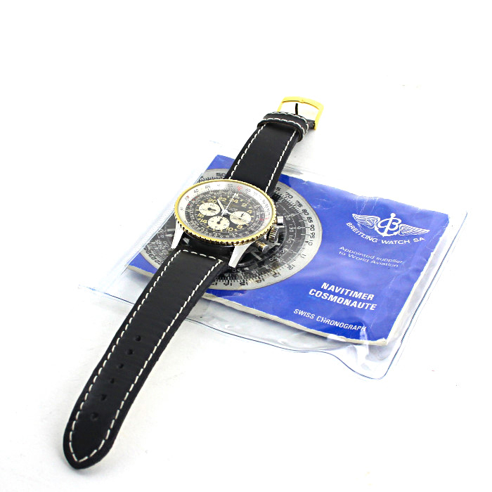 Breitling Navitimer Cosmonaute watch in stainless steel and gold plated Ref: 81600 Circa 1986 - Detail D2