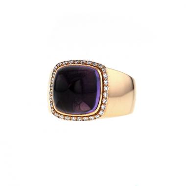 Fred Pain de Sucre medium model ring in pink gold,  diamonds and amethyst