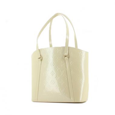 Sac cabas Louis Vuitton en cuir vernis monogram blanc-cassé