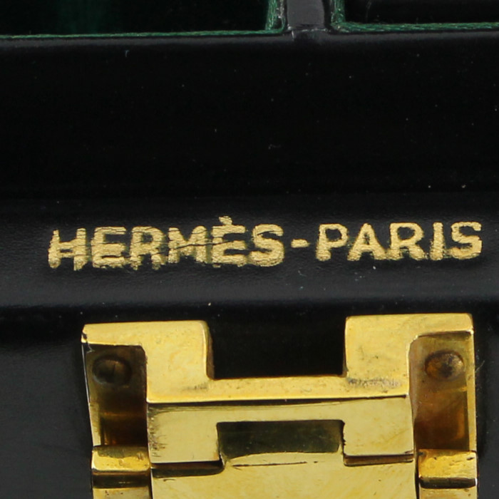Caja de joyas Hermes en cuero box negro - Detail D3