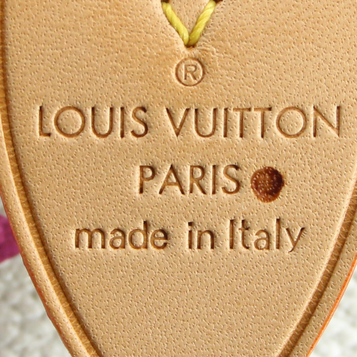Louis Vuitton Speedy 40 handbag in white multicolor monogram canvas and natural leather - Detail D3