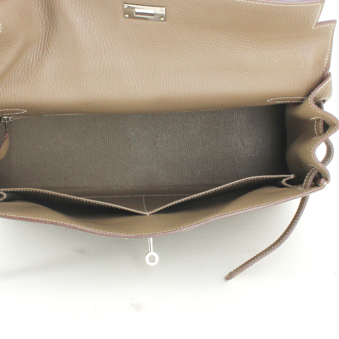 Borsa Kelly 35 cm in pelle taurillon clemence marrone talpa - Detail D3