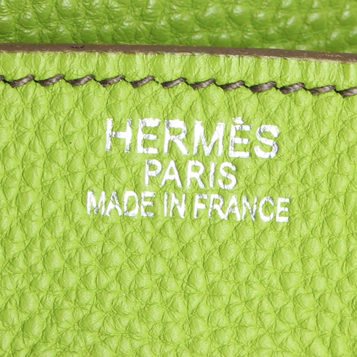 Bolso de mano Hermes Birkin 35 cm en cuero togo verde - Detail D3