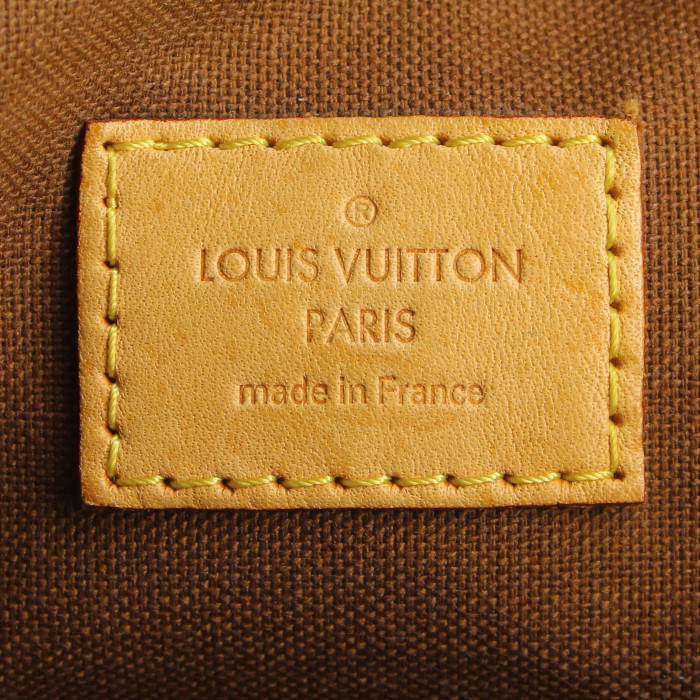 Louis Vuitton shopping bag in brown monogram leather and canvas - Detail D3