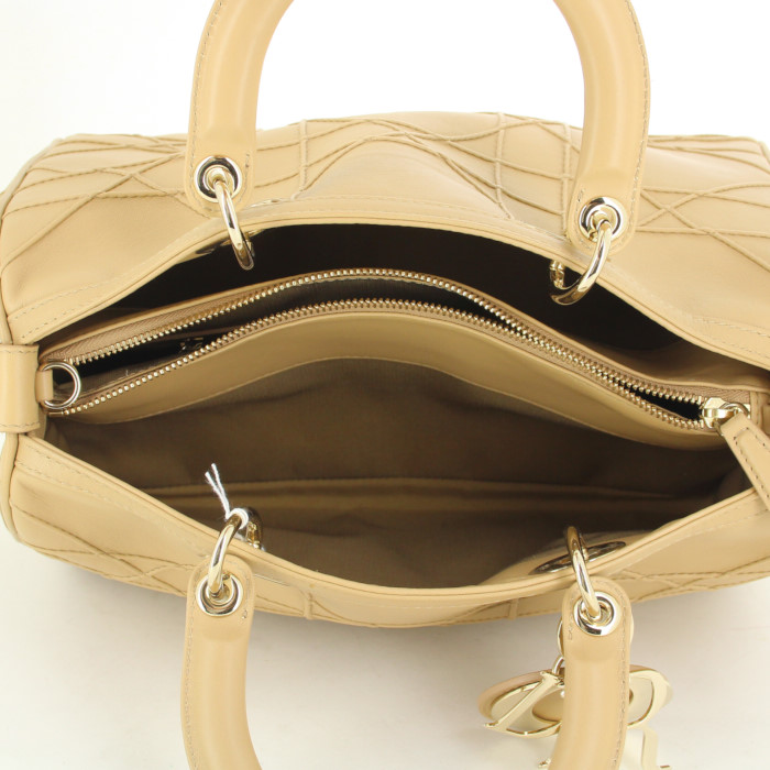 Dior handbag in beige leather cannage - Detail D2