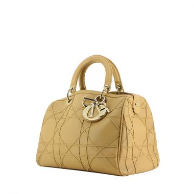Borsa in pelle cannage beige