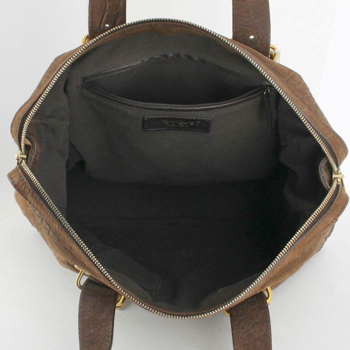 Shopping bag in pelle marrone simil coccodrillo - Detail D2