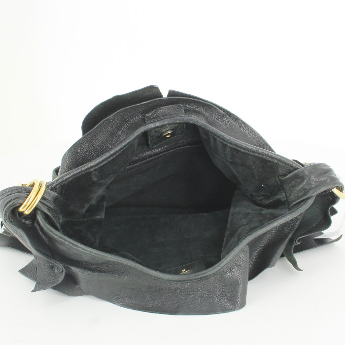 Bolso de mano Yves Saint Laurent Saint-Tropez en cuero negro - Detail D2