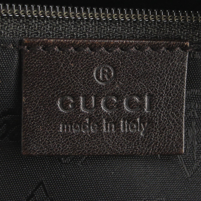 Bolso de mano Gucci en lona Monogram revestida beige y cuero marrón - Detail D3