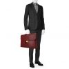 Hermes Sac à dépêches briefcase in burgundy box leather - Detail D1 thumbnail