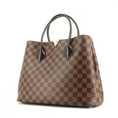 Borsa Louis Vuitton in tela a scacchi ebana e pelle marrone