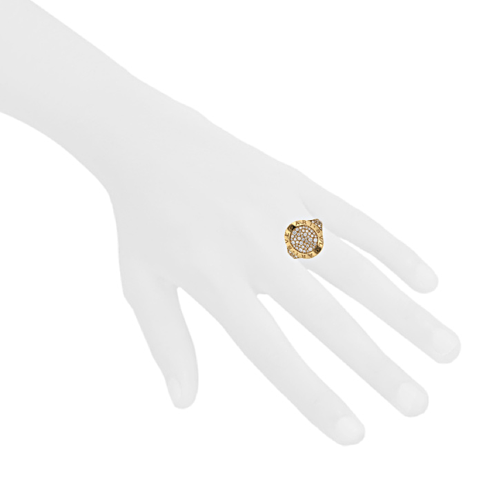 Anello Bulgari Bulgari Bulgari modello grande in oro giallo e diamanti - Detail D1