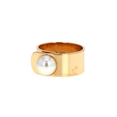 Bague Dinh Van Vertige grand modèle en or rose et perle blanche