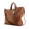 Prada shopping bag in brown grained leather - 00pp thumbnail