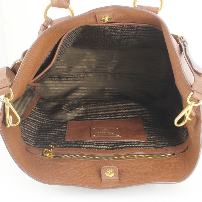 Shopping bag in pelle martellata marrone - Detail D3