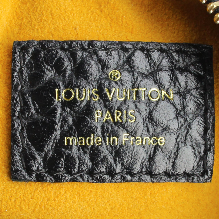Louis Vuitton shoulder bag in black monogram denim canvas and black leather - Detail D3