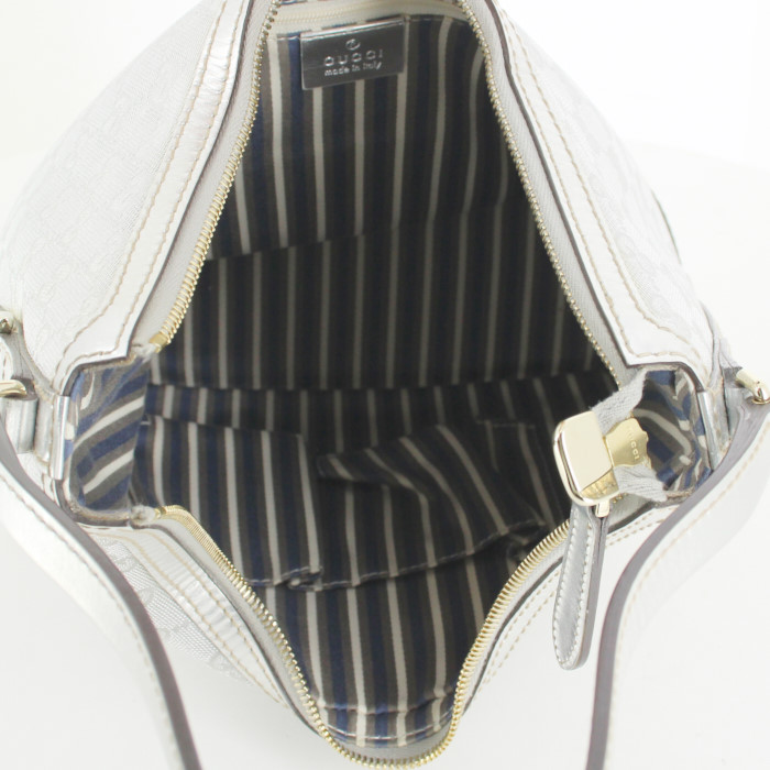 Gucci messenger bag in silver monogram canvas and silver leather - Detail D2