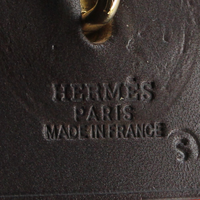 Sac à dos Hermes en toile et cuir orange et rouge - Detail D4