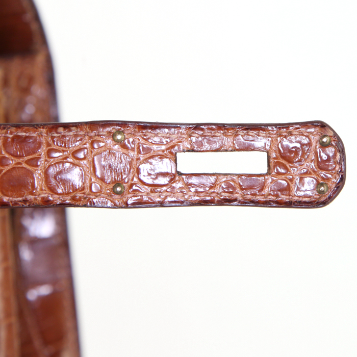 Hermes Kelly 35 cm handbag in brown porosus crocodile - Detail D5
