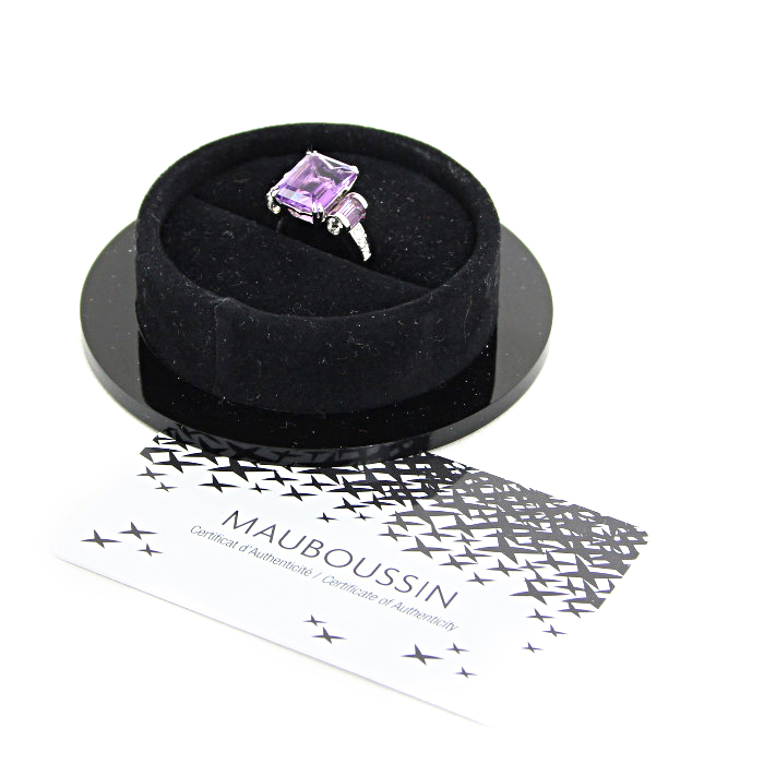Mauboussin Couleur Baiser ring in white gold,  diamonds and amethysts and in amethyst - Detail D2
